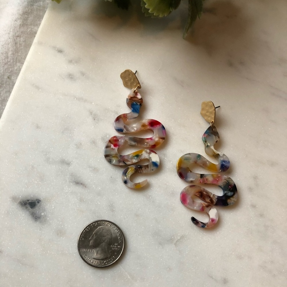 The Ginger - Colorful Acrylic Snake Earrings - Picture 2 of 5